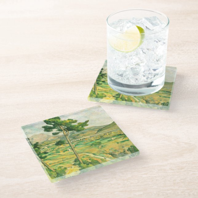 Victoire und Viadukt Paul Cezanne Glasuntersetzer (Schrägansicht)