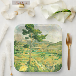 Victoire und Viadukt Paul Cezanne Pappteller