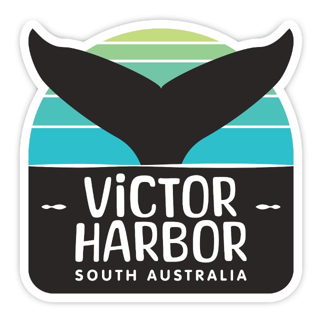 Victor Harbour, Südaustraliensticker Aufkleber (Victor Harbor, South Australia Whale Tail Retro Arch Shaped Sticker)
