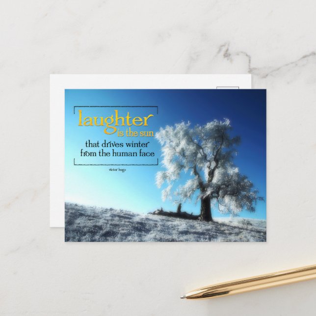 Victor Hugo Inspiration Zitat "Lachen" Postkarte (Vorderseite/Rückseite Beispiel)
