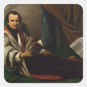 Victor Hugo zu seinem Diwan, c.1830-40 Quadratischer Aufkleber