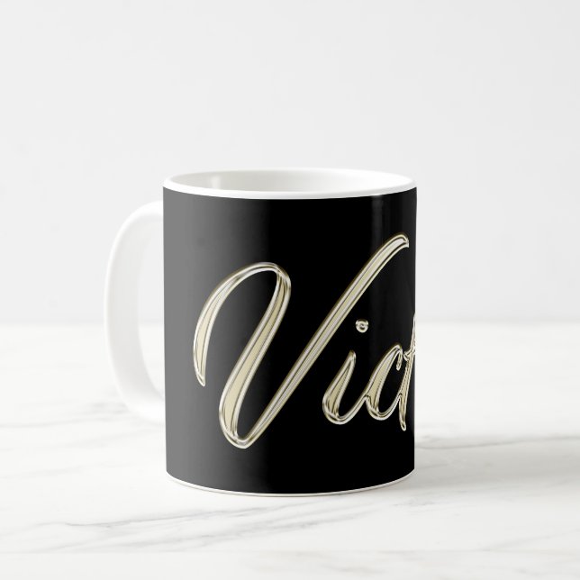 Victor Name whitegold Tasse Teetasse Kaffeetasse (Vorderseite Links)