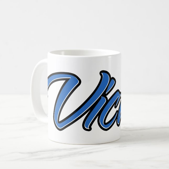Victor Vorname Name blue Tasse Kaffeetasse (Vorderseite Links)