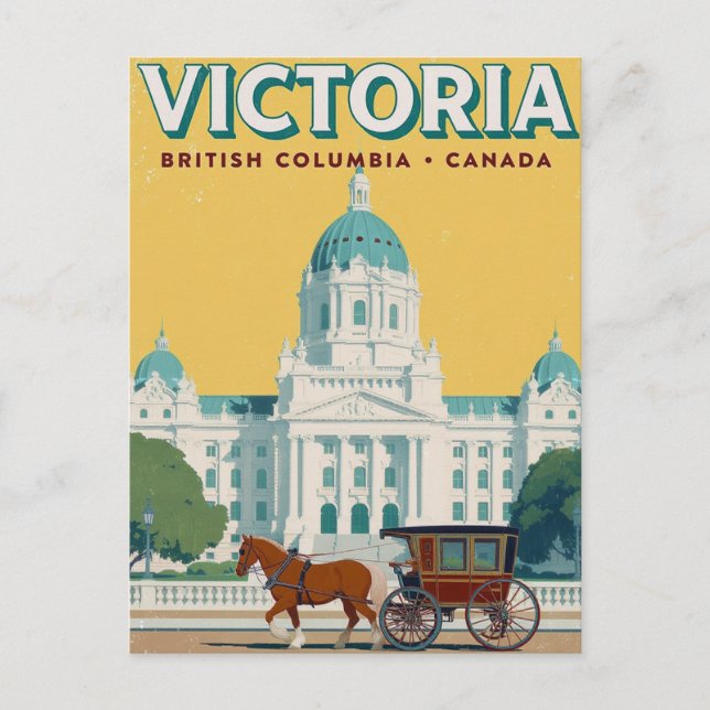 Victoria BC Parliament Retro Postkarte (Vorderseite)