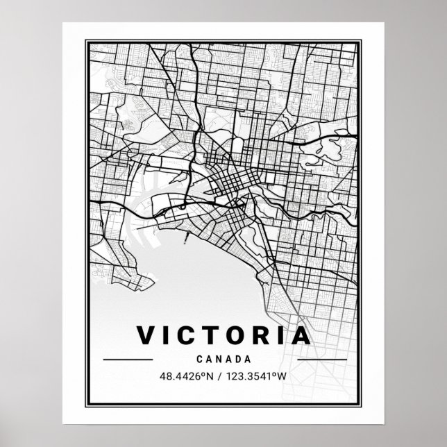 Victoria British Columbia Canada Travel City Map Poster (Vorne)
