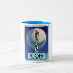 Victoria British Columbia Totem Pole. Zweifarbige Tasse