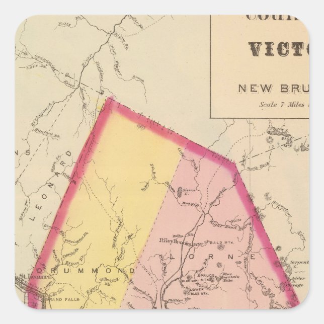 Victoria Co., NB Quadratischer Aufkleber (Vorderseite)