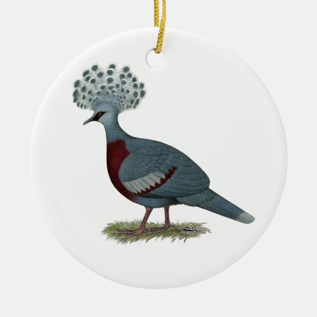 Victoria Crowned Pigeon Keramik Ornament (Vorne)