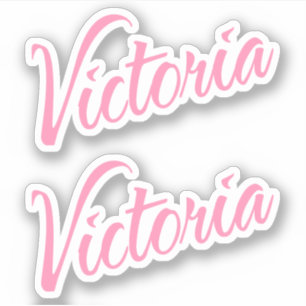 Victoria Decorative Name in Rosa x2 Aufkleber