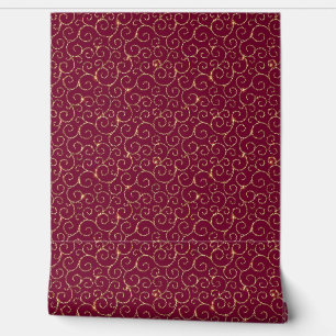 VICTORIA Deep Wine and Golden Pattern Tapete