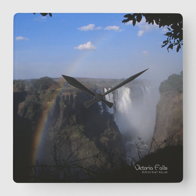 Victoria Fall 1 Quadratische Wanduhr (Vorderseite)