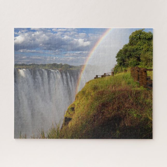 Victoria Falls in Zambia with Rainbow and Mist Puzzle (Horizontal)