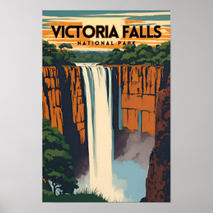 Victoria Falls National Park Traditionelle Reise Poster