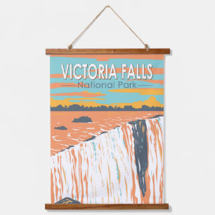 Victoria Falls National Park Vintage Wandteppich Mit Holzrahmen
