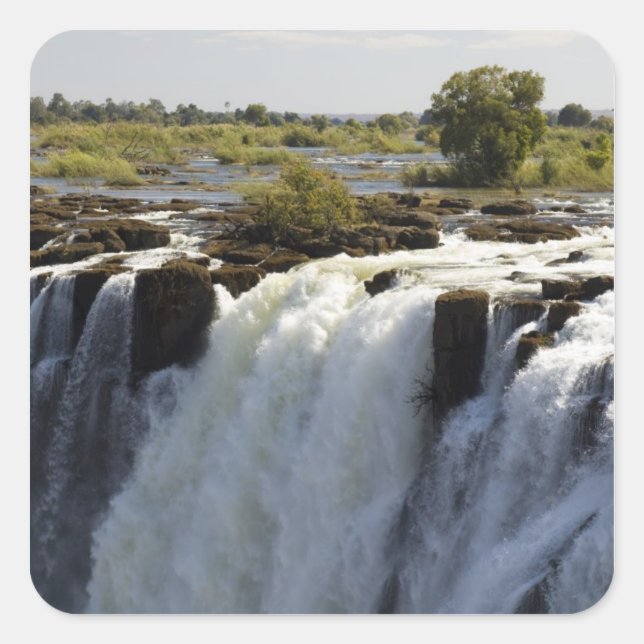 Victoria Falls, Zambesi River, Sambia. 2 Quadratischer Aufkleber (Vorderseite)