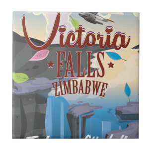 Victoria Falls Zimbabwe Cartoon Poster Fliese