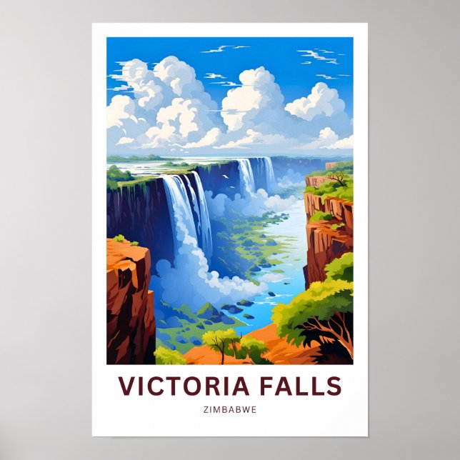 Victoria Falls Zimbabwe Travel Print Poster (Vorne)