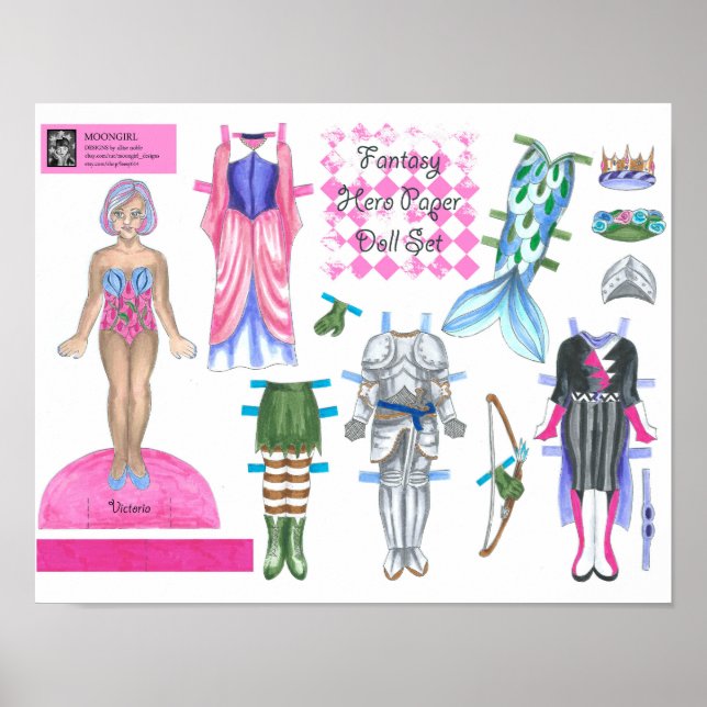 Victoria Fantasy Hero Paper Doll - Play or Display Poster (Vorne)