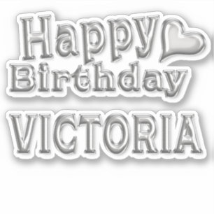 Victoria Happy Birthday silver Aufkleber Sticker