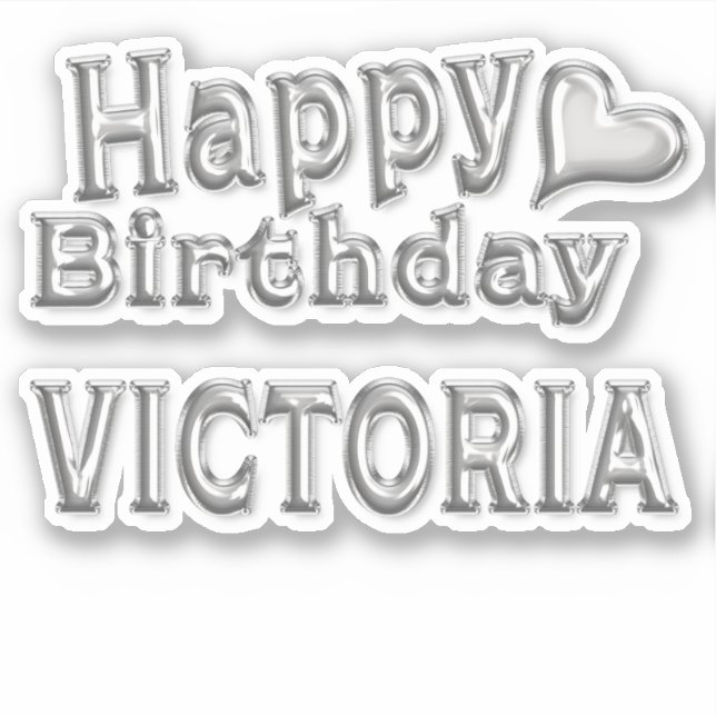 Victoria Happy Birthday silver Aufkleber Sticker (Vorderseite)