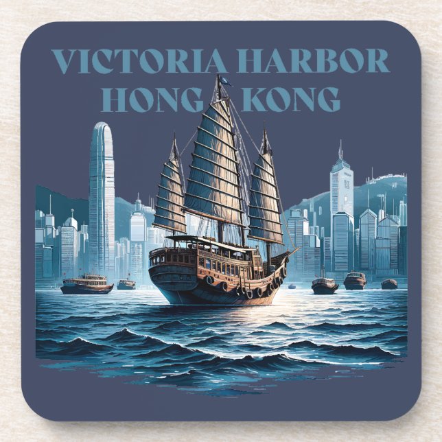 Victoria Harbor Hong Kong China Getränkeuntersetzer (Vorderseite)