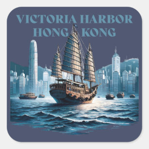 Victoria Harbour Hongkong China Quadratischer Aufkleber