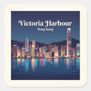 Victoria Harbour Hongkong Quadratischer Aufkleber