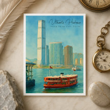 Victoria Harbour Hongkong Retro-Skyline