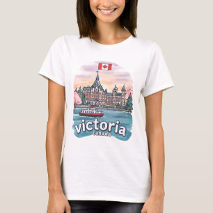 Victoria Kanada Farbige Hübsche Skyline Künstleris T-Shirt
