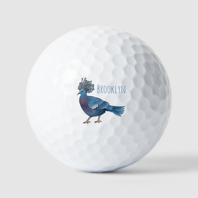 Victoria-Krone-Taube-Cartoon Golfball (Vorderseite)