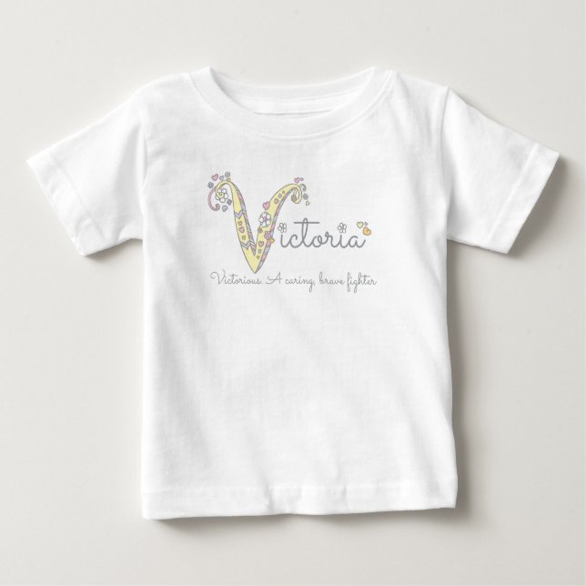 Victoria monogram V name und bedeutet baby romper T-shirt (Vorderseite)