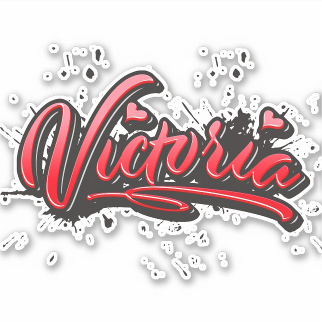 Victoria red Heart Graffiti Aufkleber Sticker (Vorderseite)