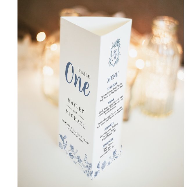 VICTORIA Regency Blue French Garden Tri Fold Menü Poster (Von Creator hochgeladen)