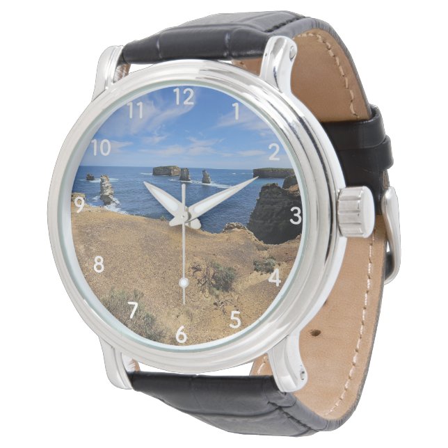 Victoria’s Bay of Islands Coastal Panorama Armbanduhr (Schrägansicht)