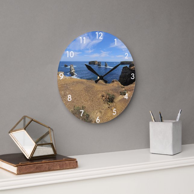 Victoria’s Bay of Islands Coastal Panorama Große Wanduhr (Büro)