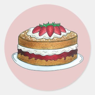Victoria Sandwich Sponge Cake UK British Pastry Runder Aufkleber