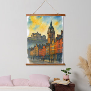 Victoria Street Edinburgh Tapisserie – Schottland Wandteppich Mit Holzrahmen