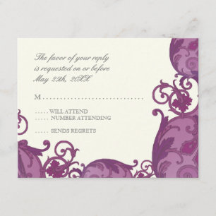 Victoria Swirl RSVP-Antwortkarte - Pflaume Lila RSVP Karte