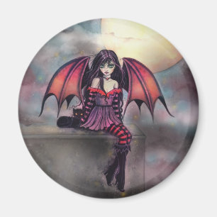 Victoria Vampire Fairy mit Cat Halloween Art Magnet