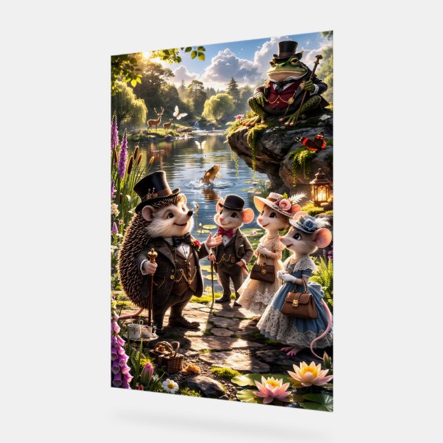 Victoria Woodland animals tea party secret garden Acrylschild (Winkel)