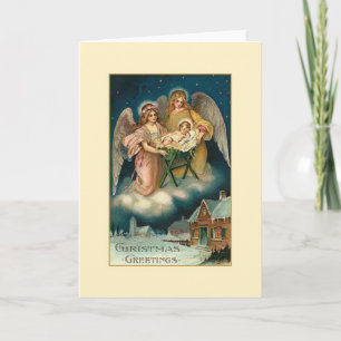 Victorian Angels and Baby Jesus Christmas Card Feiertagskarte