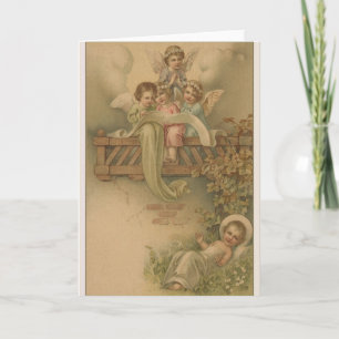 Victorian Angels and Baby Jesus Christmas Card Feiertagskarte