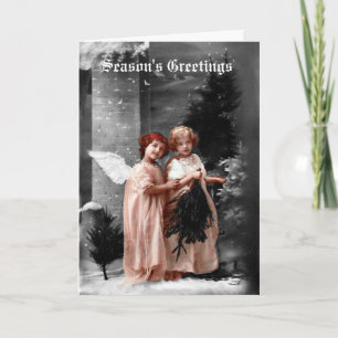 Victorian Angels Christmas Card, circa 1900 Feiertagskarte