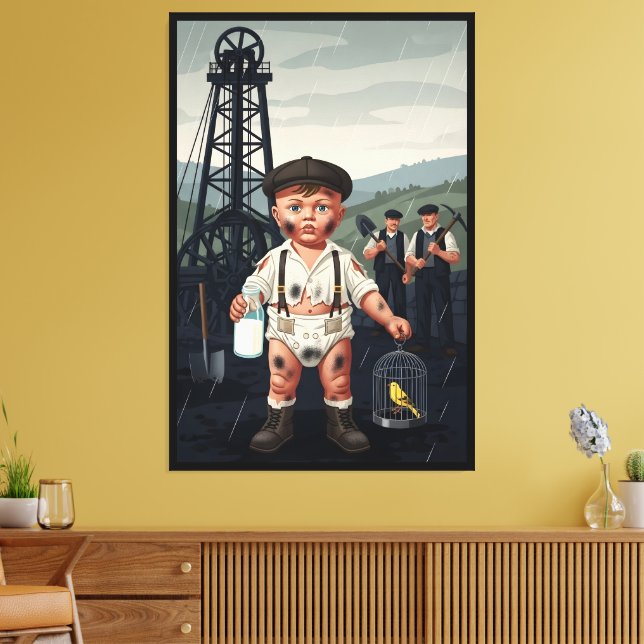 Victorian Baby Poster - Funny Coal Miner Theme Leinwanddruck (Insitu (Wohnzimmer))
