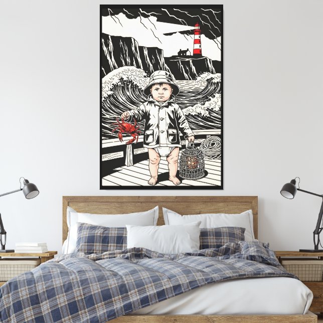 Victorian Baby Sea Fisherman Leinwanddruck (Insitu (Schlafzimmer))