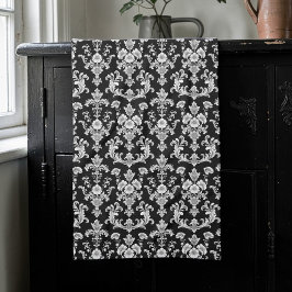 Victorian Black and White Damask Pattern Geschirrtuch