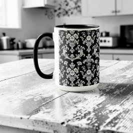 Victorian Black and White Damask Pattern Tasse