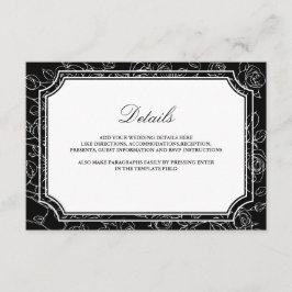 Victorian Black Line Art Wedding Details Begleitkarte