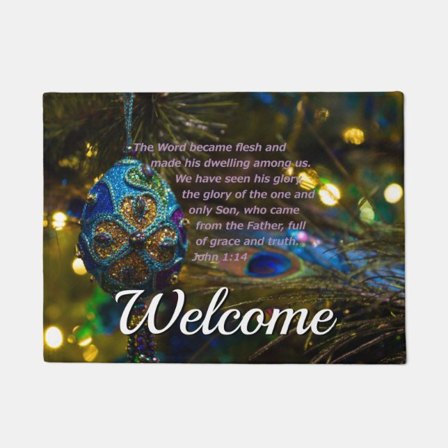 Victorian Blue Bible Verse Welcome Doormat Fußmatte (Vorderseite)