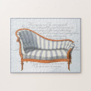 Victorian Blue Stripe Chaise Lounge Puzzle